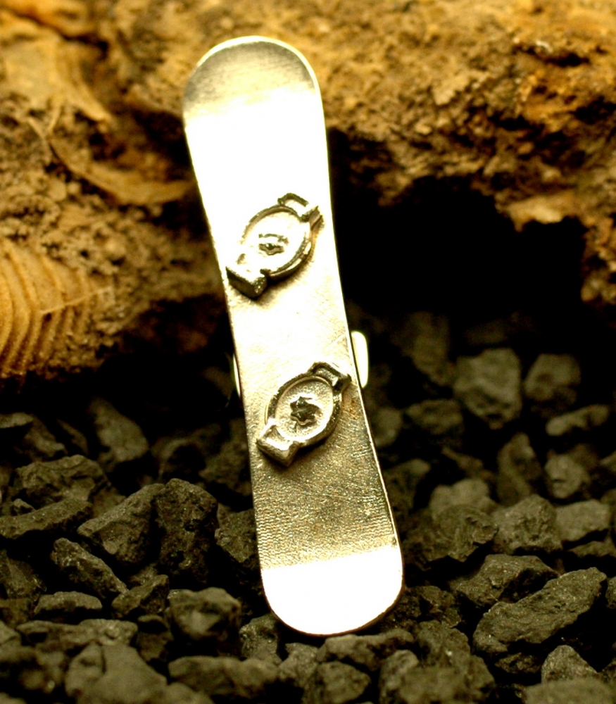 Snowboard Ansteckpin Silber